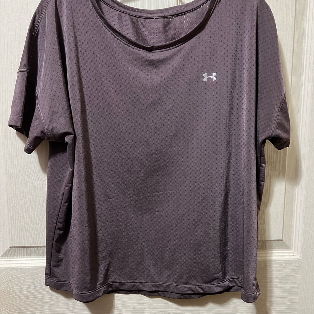 Under Armour Cropped Oversized  Purple Gray Performance Tee